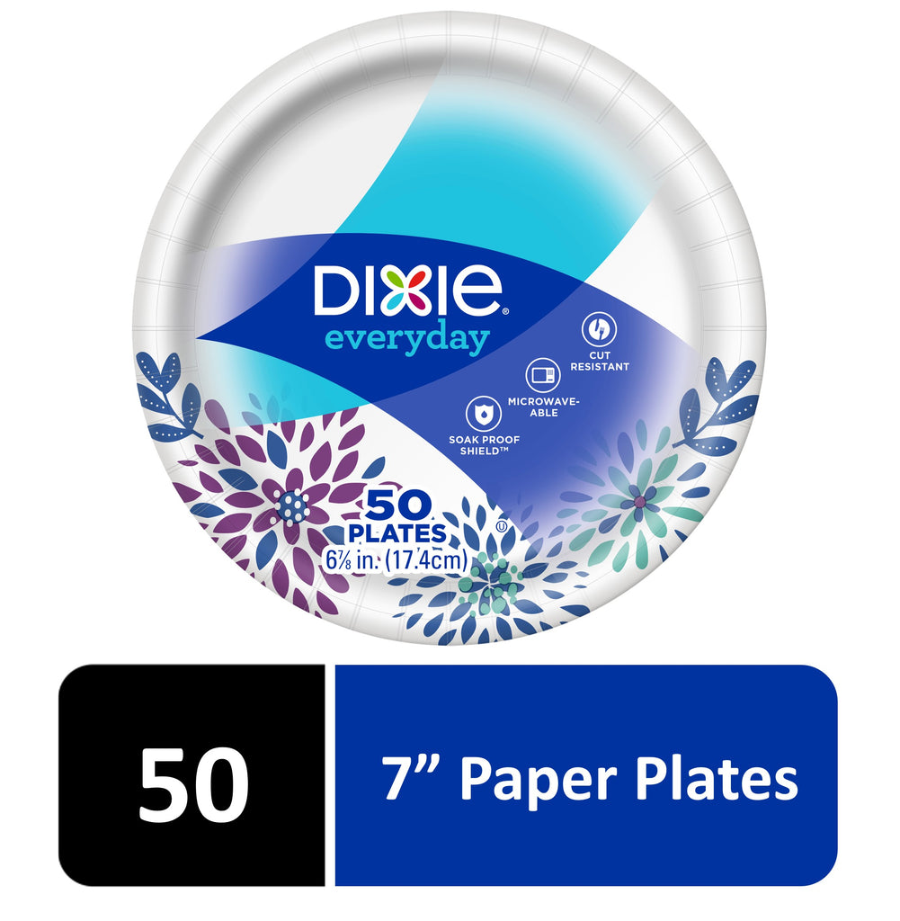 (3 pack) Everyday Paper Snack/Dessert Plates, 7", 50 Count